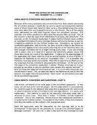 FROM the OFFICE of the CHANCELLOR REV. BENEDETTO J.J. PARIS ANNULMENTS--CONCERNS and QUESTIONS--PART I: Because of the Many Ques