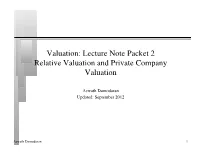Lecture Note Packet 2 Relative Valuation and Private Company