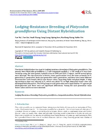 Lodging-Resistance Breeding of Platycodon Grandiflorus Using Distant Hybridization