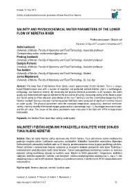 Salinity and Physicochemical Water Parameters of the Lower Flow of Neretva River