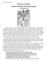 The Feast of Palms Lazarus Saturday and Palm Sunday