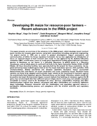 Developing Bt Maize for Resource-Poor Farmers – Recent Advances in the IRMA Project
