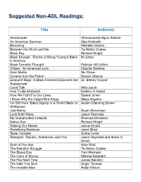 List of Non-ADL Books and Podcasts for Anti-Racism Learning