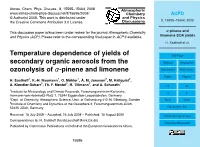 Pinene and Limonene SOA Yields
