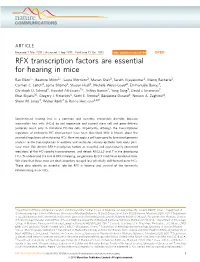 RFX Transcription Factors Are Essential for Hearing in Mice