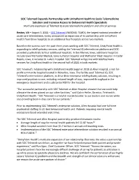 SOC Telemed Expands Partnership with Unitypoint Health to Scale Telemedicine Solution and Increase Access to Behavioral Health S