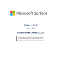 Surface Go 2 Product FAQ