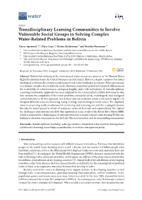 Transdisciplinary Learning Communities to Involve Vulnerable Social Groups in Solving Complex Water-Related Problems in Bolivia