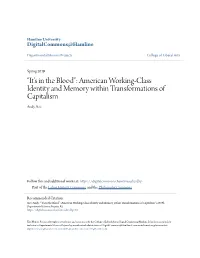 American Working-Class Identity and Memory Within Transformations of Capitalism Andy Stec