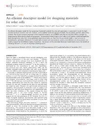An Efficient Descriptor Model for Designing Materials for Solar Cells