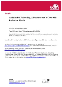 Article an Island of Fellowship, Adventures and a Cave With