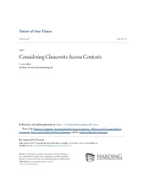 Considering Clausewitz Across Contexts Laura Salter Harding University, Lsalter@Harding.Edu