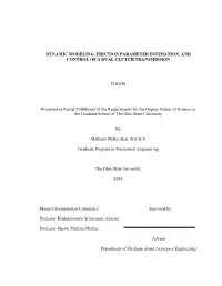 Dynamic Modeling, Friction Parameter Estimation, and Control of a Dual Clutch Transmission
