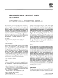 Epiphyseal Growth Arrest Lines Mr Findings