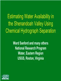 Estimating Water Availability in the Shenandoah Valley Using Chemical Hydrograph Separation