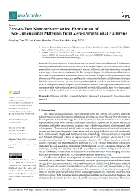 Fabrication of Two-Dimensional Materials from Zero-Dimensional Fullerene