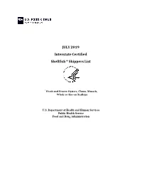 Interstate Certified Shellfish Shippers List