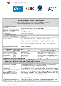 SHELTER/NFI ANALYSIS REPORT - FLOOD RESPONSE Field with (*) and Italicized Questions Are Mandatory