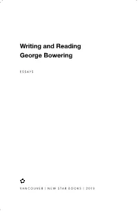 Writing and Reading George Bowering