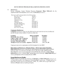 2019 Nutrition Program Meal Service Specifications 1.0