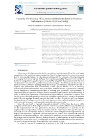 Causality of Efficiency, Effectiveness and Independence to Financial Performance (Tidore City Case Study)