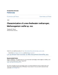 Characterization of a New Freshwater Methanogen, Methanogenium Wolfei Sp