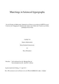 Matchings in Balanced Hypergraphs