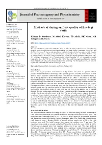 Methods of Drying on Fruit Quality of Byadagi Chilli