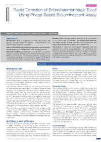 Rapid Detection of Enterohaemorrhagic E.Coli Using