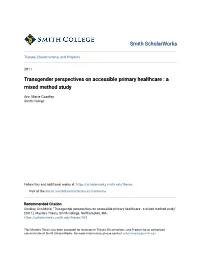 Transgender Perspectives on Accessible Primary Healthcare : a Mixed Method Study