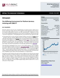 Amazon Ratings Stock Rating: Equalweight Target Price: $980.00 the Stiffening Environment for Platform Services: Initiating with $980 PT Financial Data