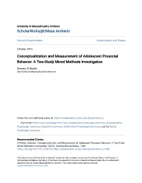 Conceptualization and Measurement of Adolescent Prosocial Behavior: a Two-Study Mixed Methods Investigation