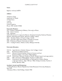 CURRICULUM VITAE Name Stephen Anthony SMITH Address All Souls