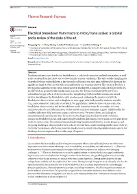 Electrical Breakdown from Macro to Micro/Nano Scales: a Tutorial and a Review of the State of The