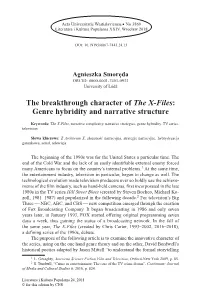The Breakthrough Character of the X-Files: Genre Hybridity and Narrative Structure