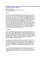 The Use of Marine Reserves for Inshore Fisheries