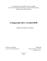 Comparaţie Între Versiuni BSD