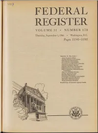 Federal Register Volume 31 • Number 170