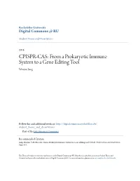 From a Prokaryotic Immune System to a Gene Editing Tool Wenyan Jiang