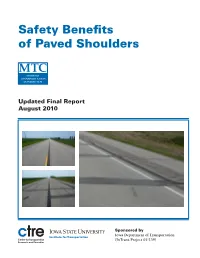 Safety Benefits of Paved Shoulders in Iowa