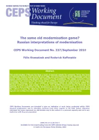 The Same Old Modernisation Game? Russian Interpretations of Modernisation