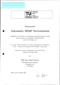 Automatic SIMD Vectorization