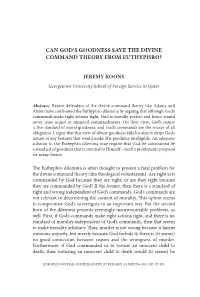 Can God's Goodness Save the Divine Command Theory