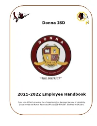 Donna ISD 2021-2022 Employee Handbook