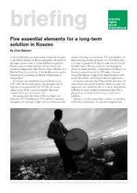 Five Essential Elements for a Long-Term Solution in Kosovo by Clive Baldwin