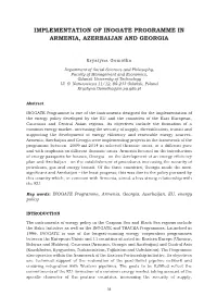 Implementation of Inogate Programme in Armenia, Azerbaijan and Georgia
