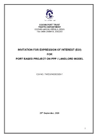 Invitation for Expression of Interest (Eoi) for Port Based Project on Ppp / Landlord Model