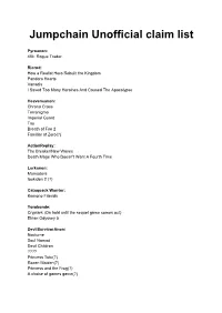 Jumpchain Unofficial Claim List