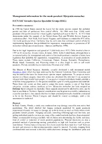 Management Information for the Monk Parakeet Myiopsitta Monachus