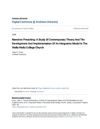 Narrative Preaching: a Study of Contemporary Theory and the Development and Implementation of an Integrative Model in the Walla Walla College Church